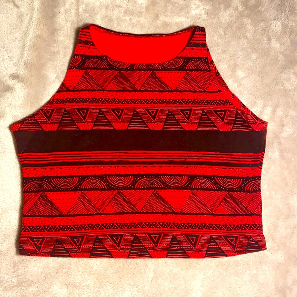 Red printed crop top